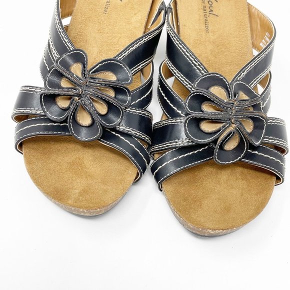 Naturalizer Womens Black Vegan Leather Heel Slip on Sandal Size 8 - Picture 4 of 11